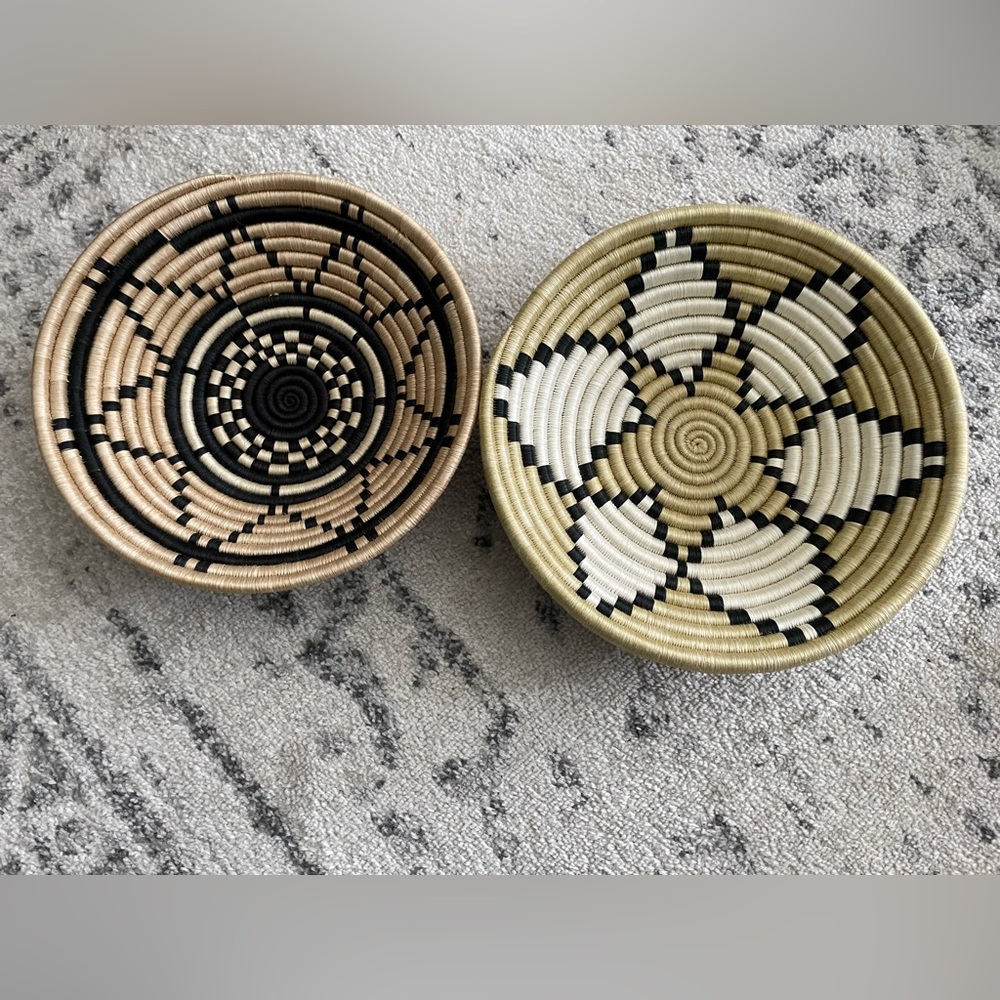 Black and Tan Geometric Woven Baskets